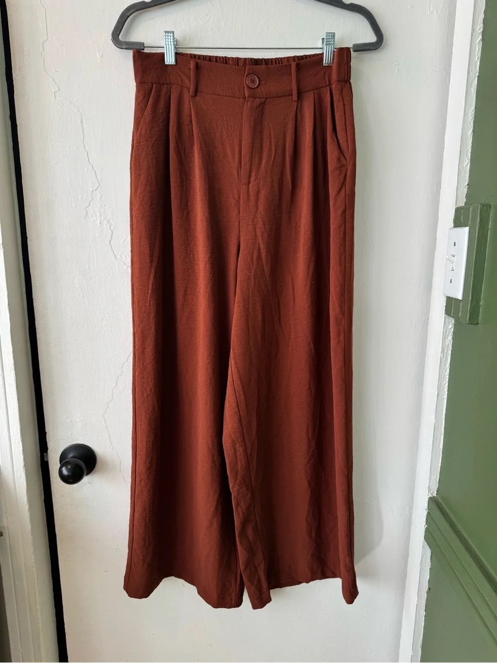 High-Rise Wide Leg Pants in Burnt Rust